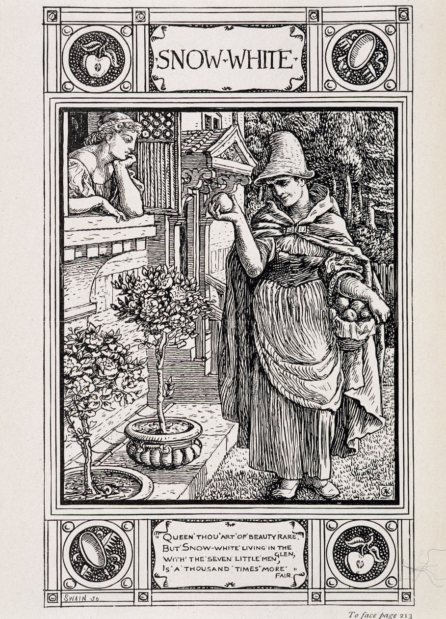 Biancaneve e la strega che le porge la mela - in 