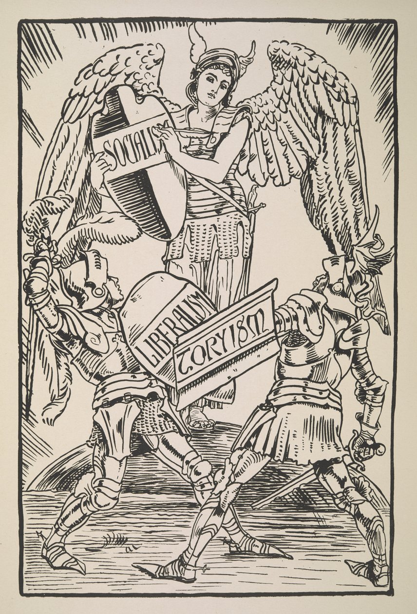 Socialismo, Liberalismo e Toryismo, da Cartoons for the Cause da Walter Crane