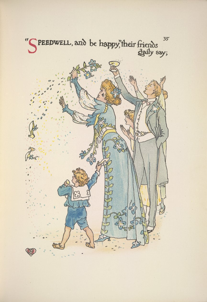 Veronica. Gli invitati al matrimonio lanciano coriandoli da Walter Crane