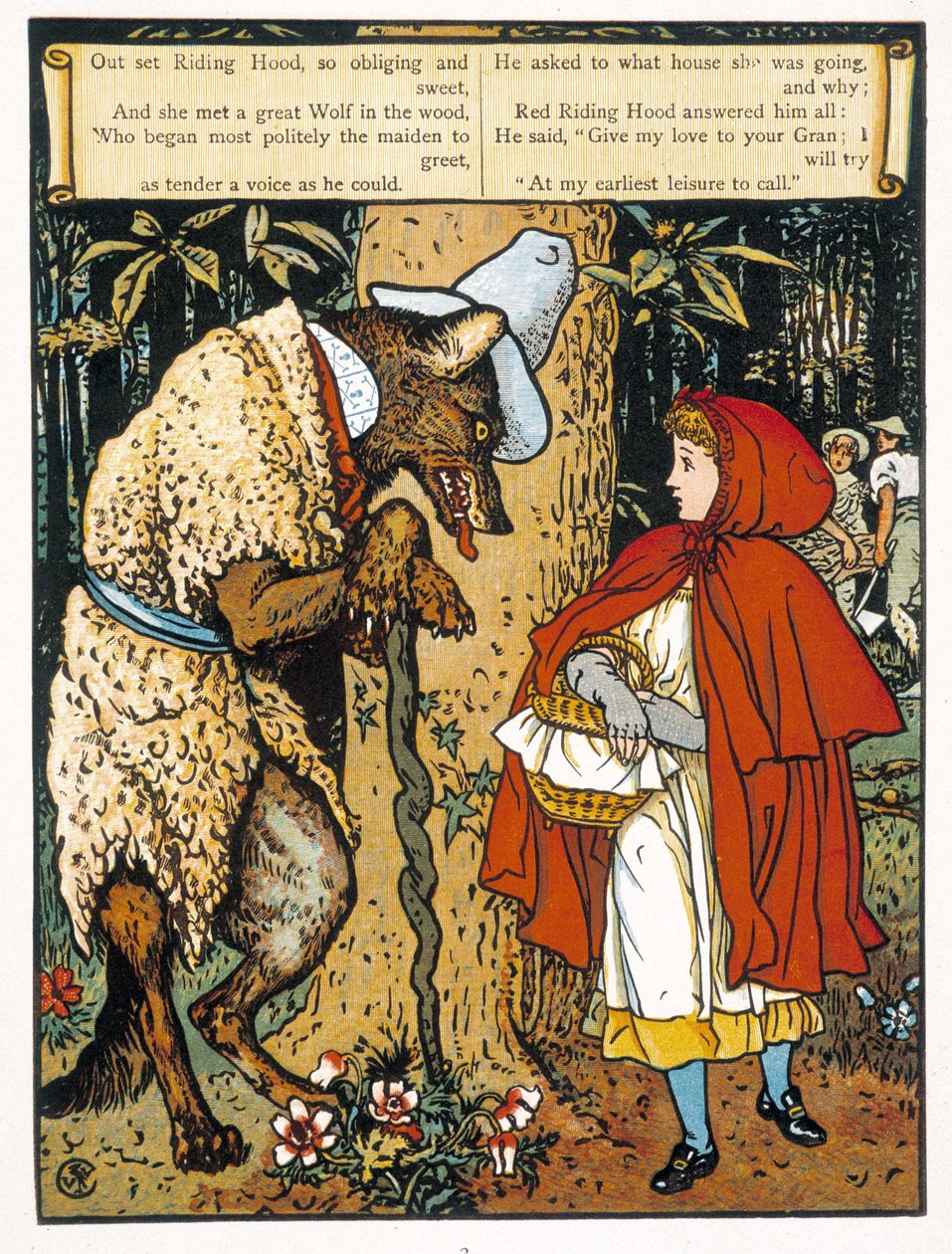 Cappuccetto Rosso (incontro con il lupo) - di John Lane, Picture Books di Walter Crane, Londra e New York, inizio XX secolo da Walter Crane