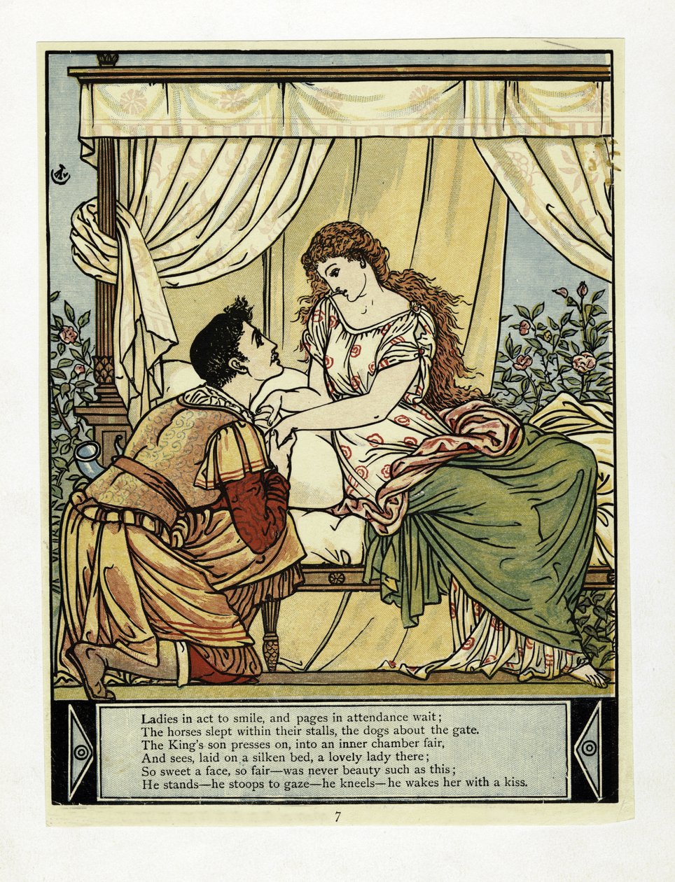 Il Principe sveglia la Bella, da The Blue Beard Picture Book, pub. 1879 da Walter Crane