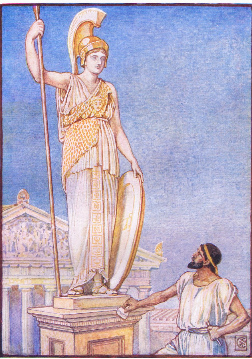 La figura della dea era colossale (illustrazione da La storia della Grecia, anni 