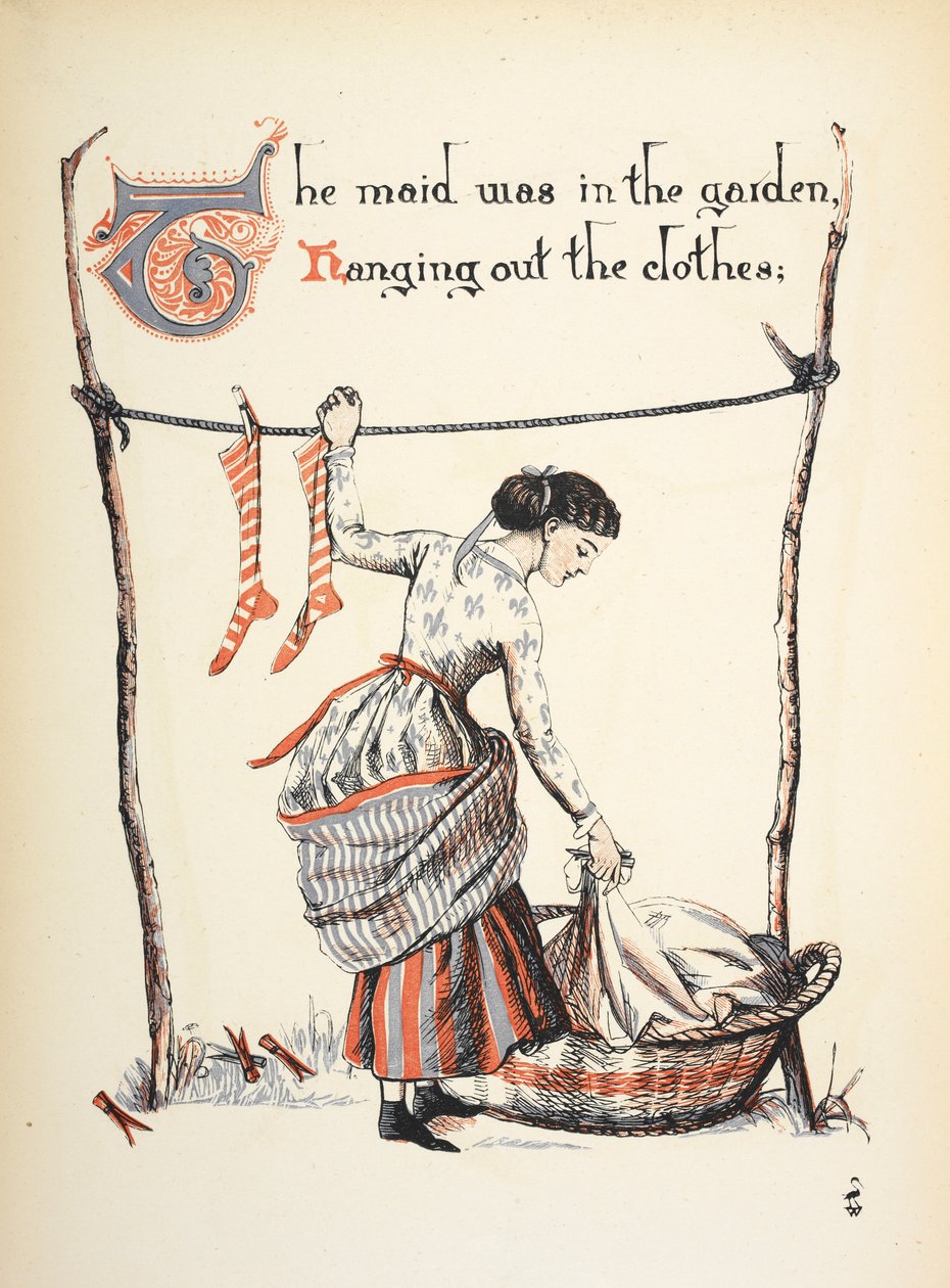 La cameriera era in giardino a stendere i panni da Walter Crane