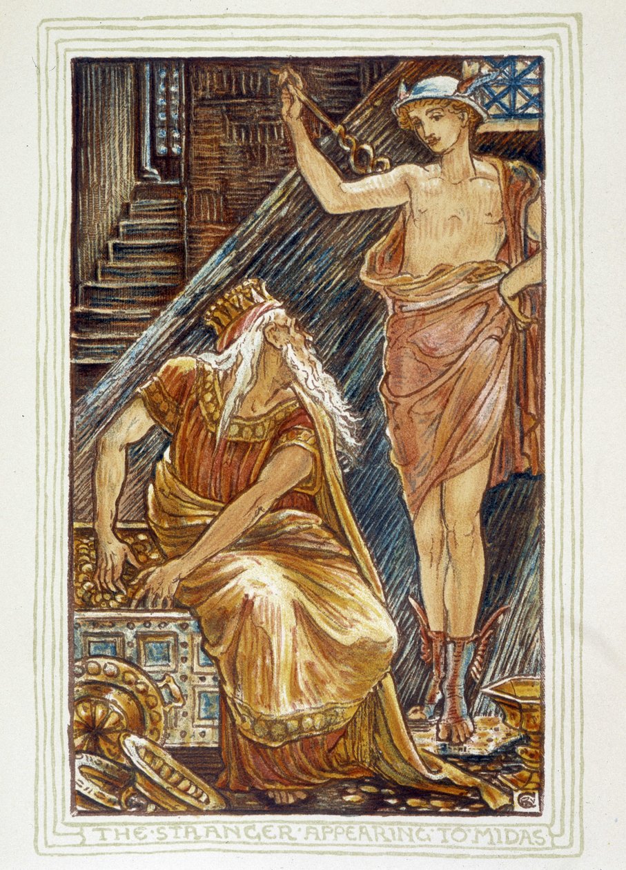 Lo straniero appare a Mida - in "A wonder book for girls and boys" di Walter Crane da Walter Crane