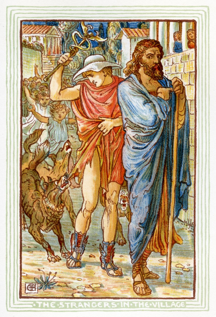 Zeus e Hermes travestiti da contadini da Walter Crane