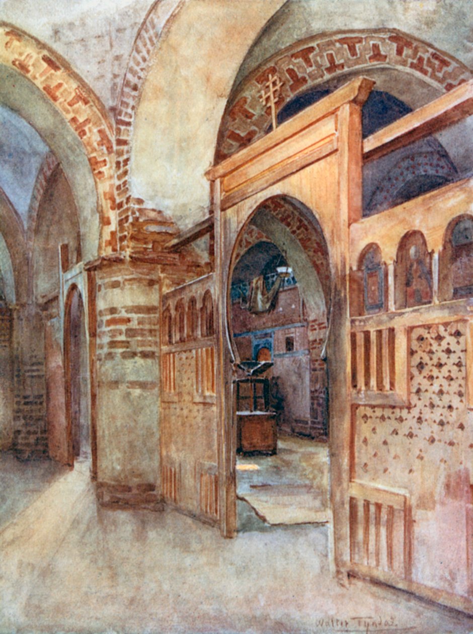 Una chiesa copta vicino ad Abydos (litografia a colori) da Walter Frederick Roofe Tyndale