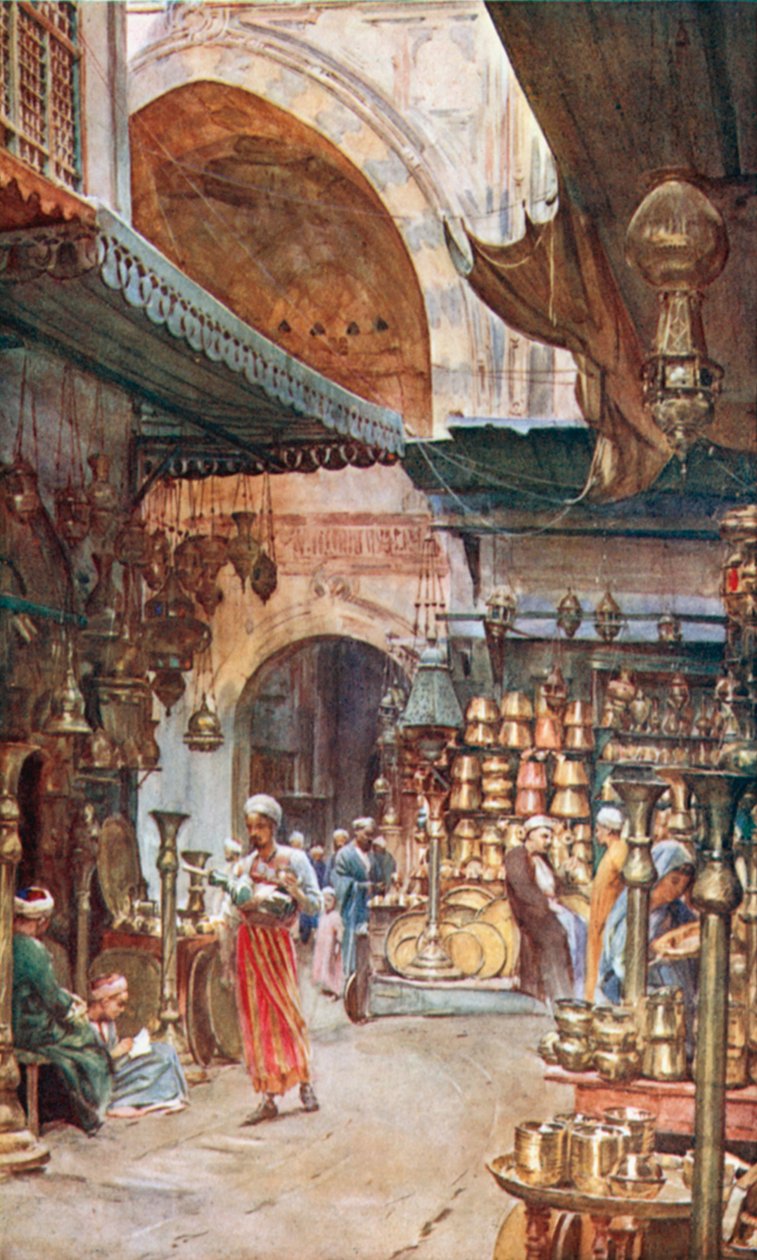 Khan El-Khalil, Cairo (litografia a colori) da Walter Frederick Roofe Tyndale