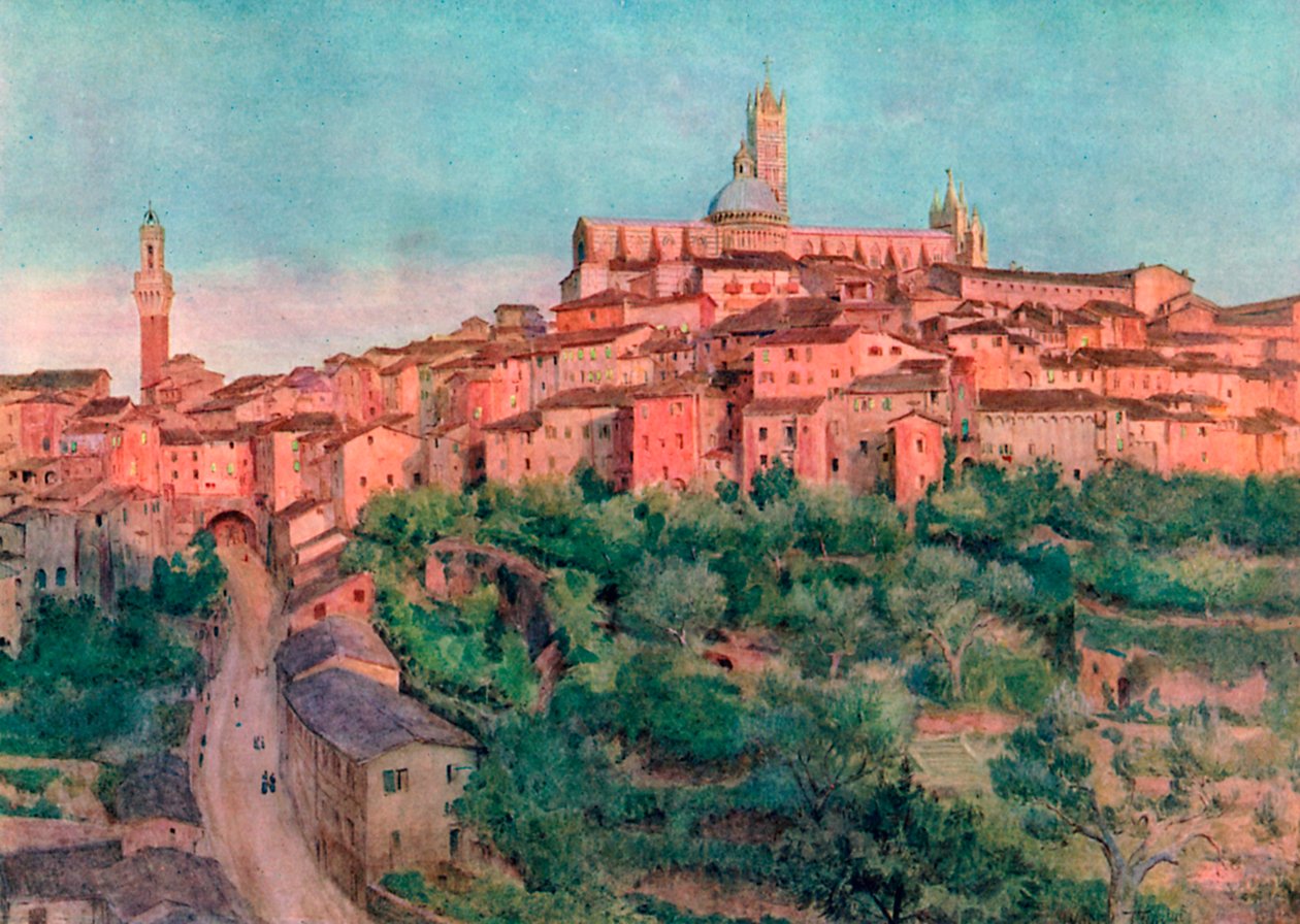 Siena: Una città in collina (litografia a colori) da Walter Frederick Roofe Tyndale