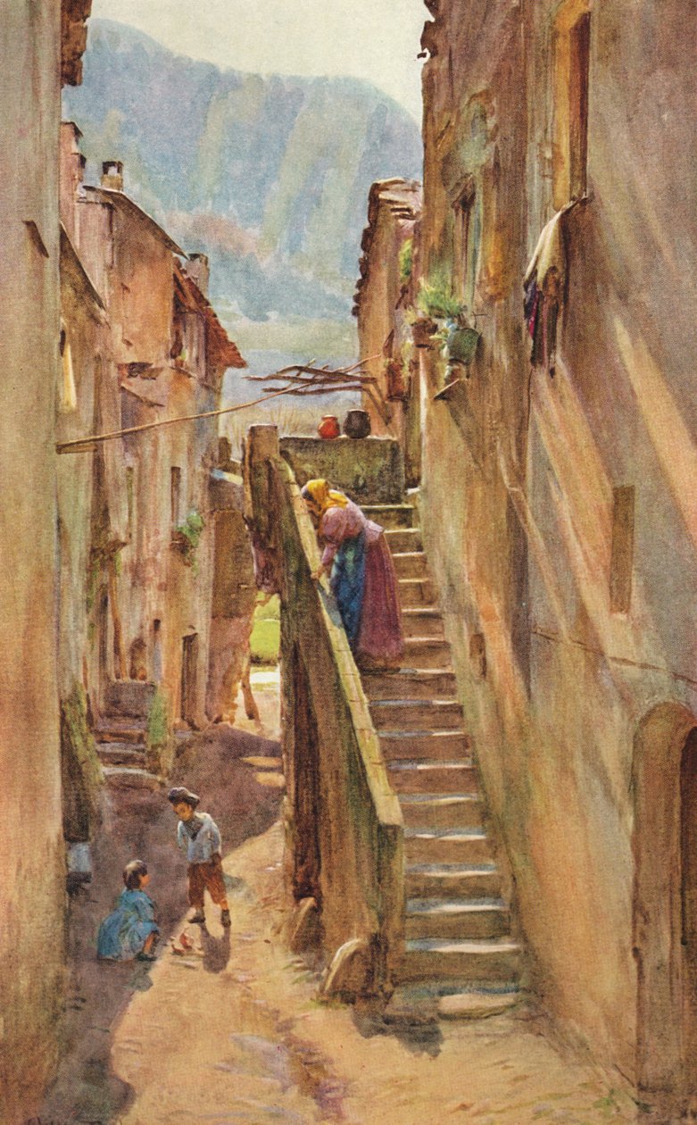 Vicolo del Ponte, Villa Nuova di Albenga, c1910, 1912 da Walter Frederick Roofe Tyndale