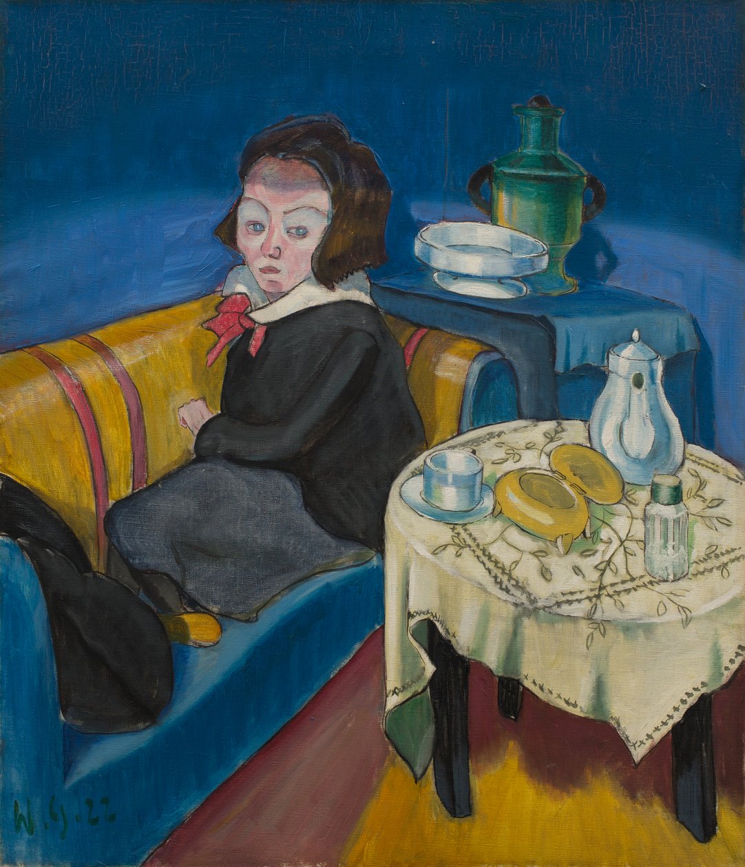 Junge Frau am Tisch (Samowar) da Walter Gramatte