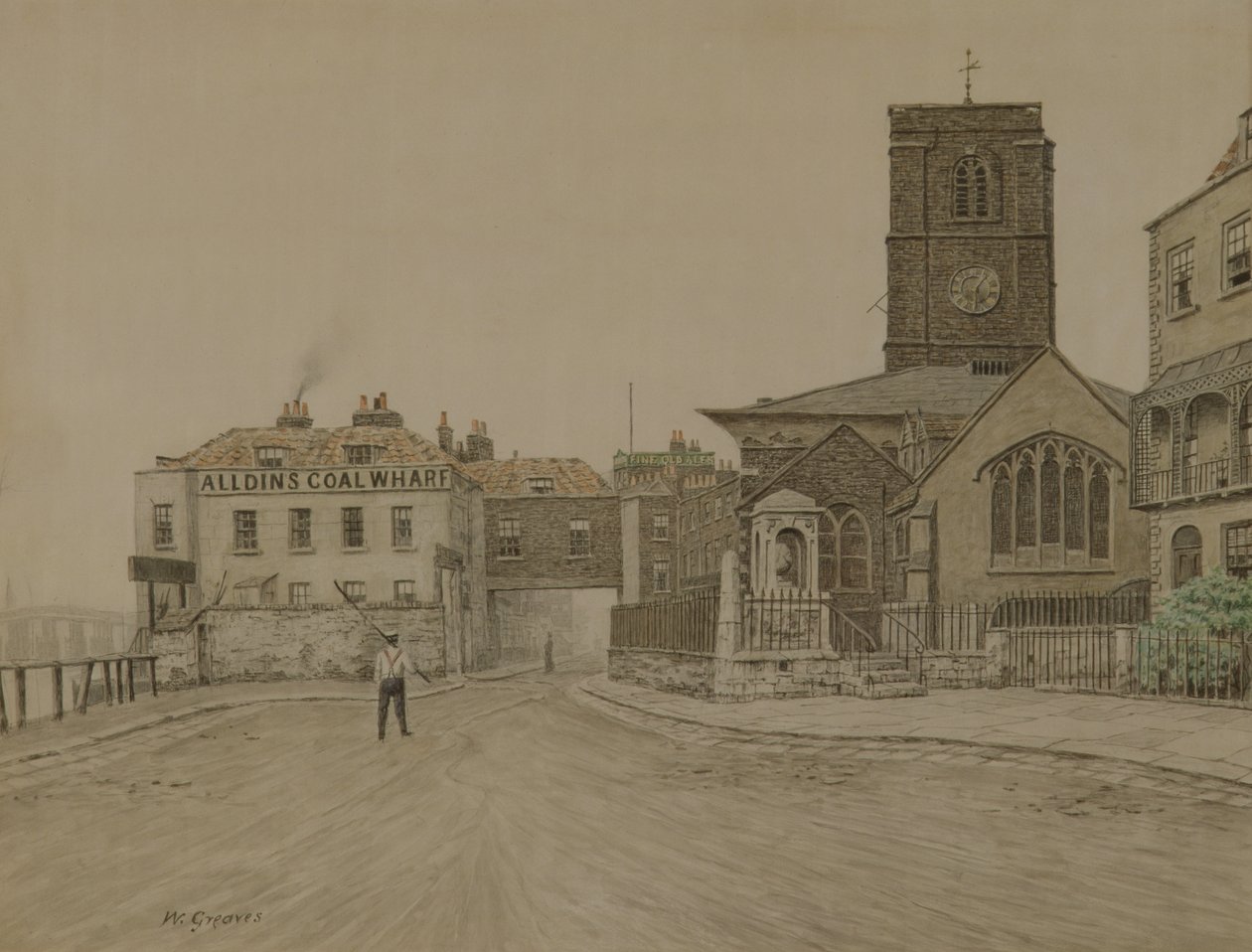 Alldins Coal Wharf e Chelsea Old Church, Londra da Walter Greaves