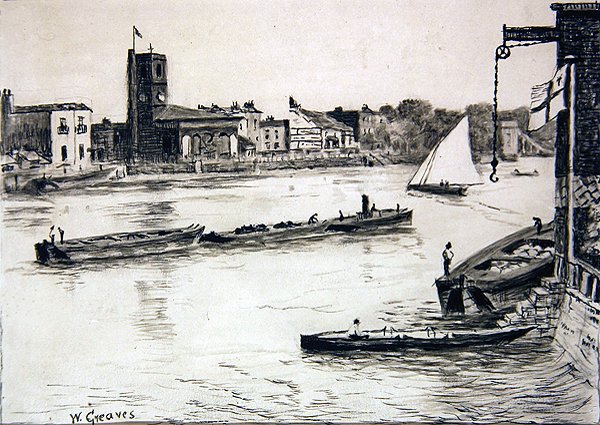 Vecchia Chiesa di Chelsea da Battersea da Walter Greaves