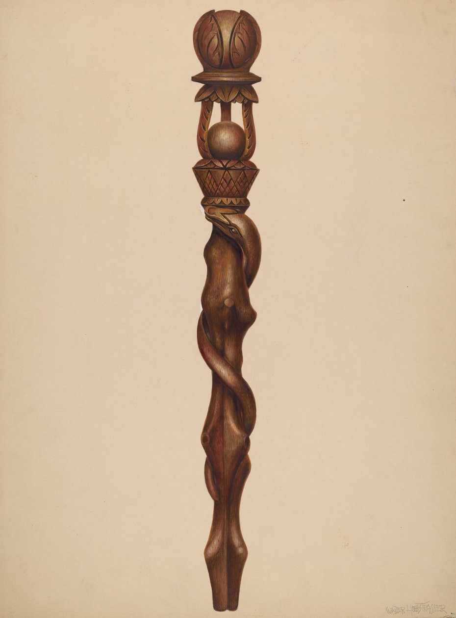 Scultura di boscaiolo con scettro, c. 1938 da Walter Hochstrasser