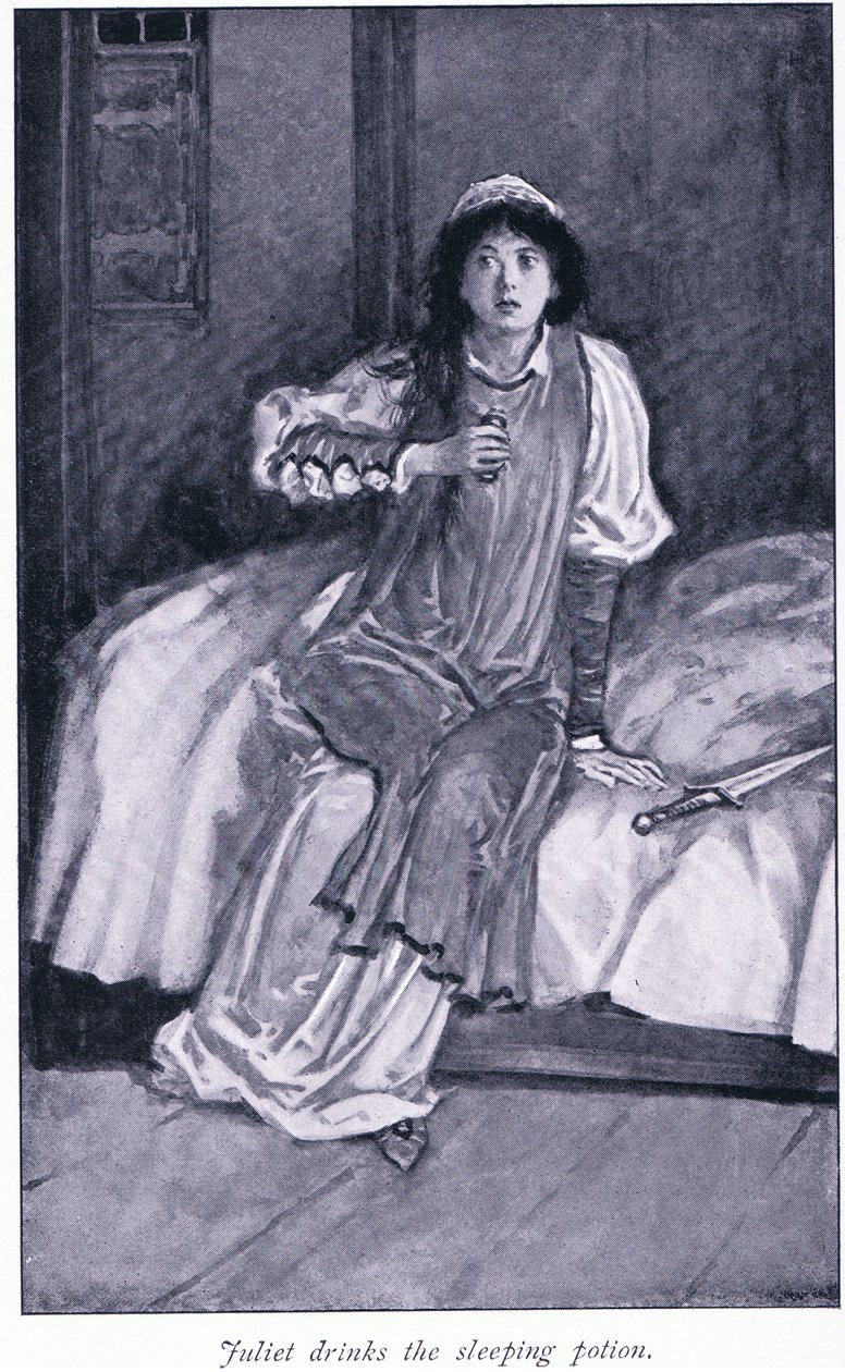 Giulietta beve la pozione del sonno da Walter Paget