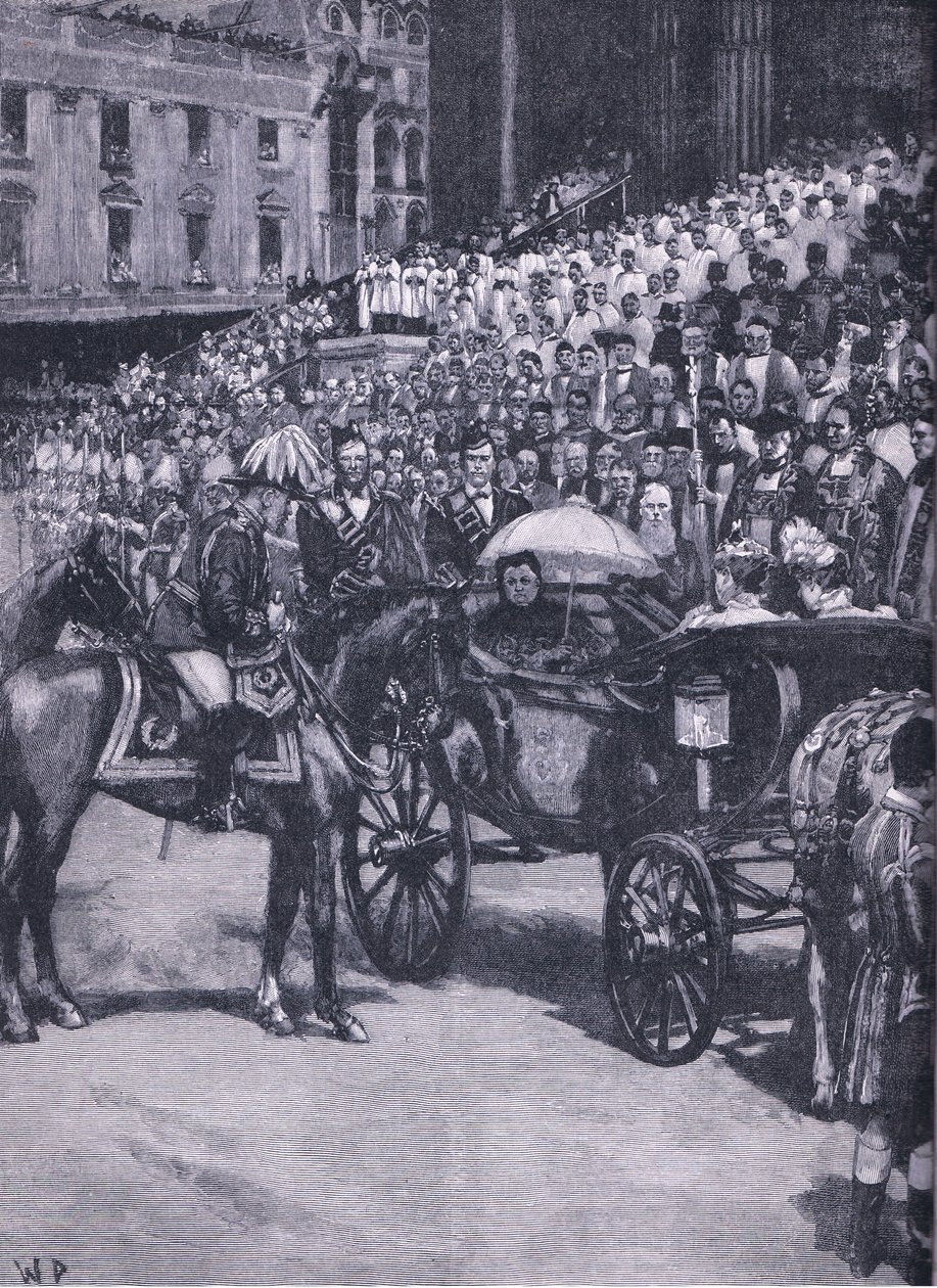 Il Giubileo di Diamante: ringraziamento alla Cattedrale di San Paolo, illustrazione da Cassells History of England, 1900 da Walter Paget