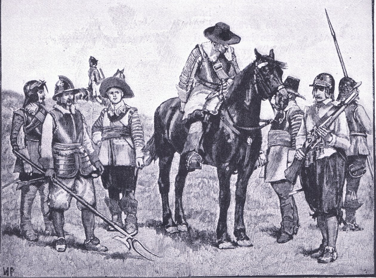 Tipi di soldati cromwelliani, da La Storia del Popolo Britannico di Cassell pubblicato da Waverley Book Company Limited, c.1940 da Walter Paget
