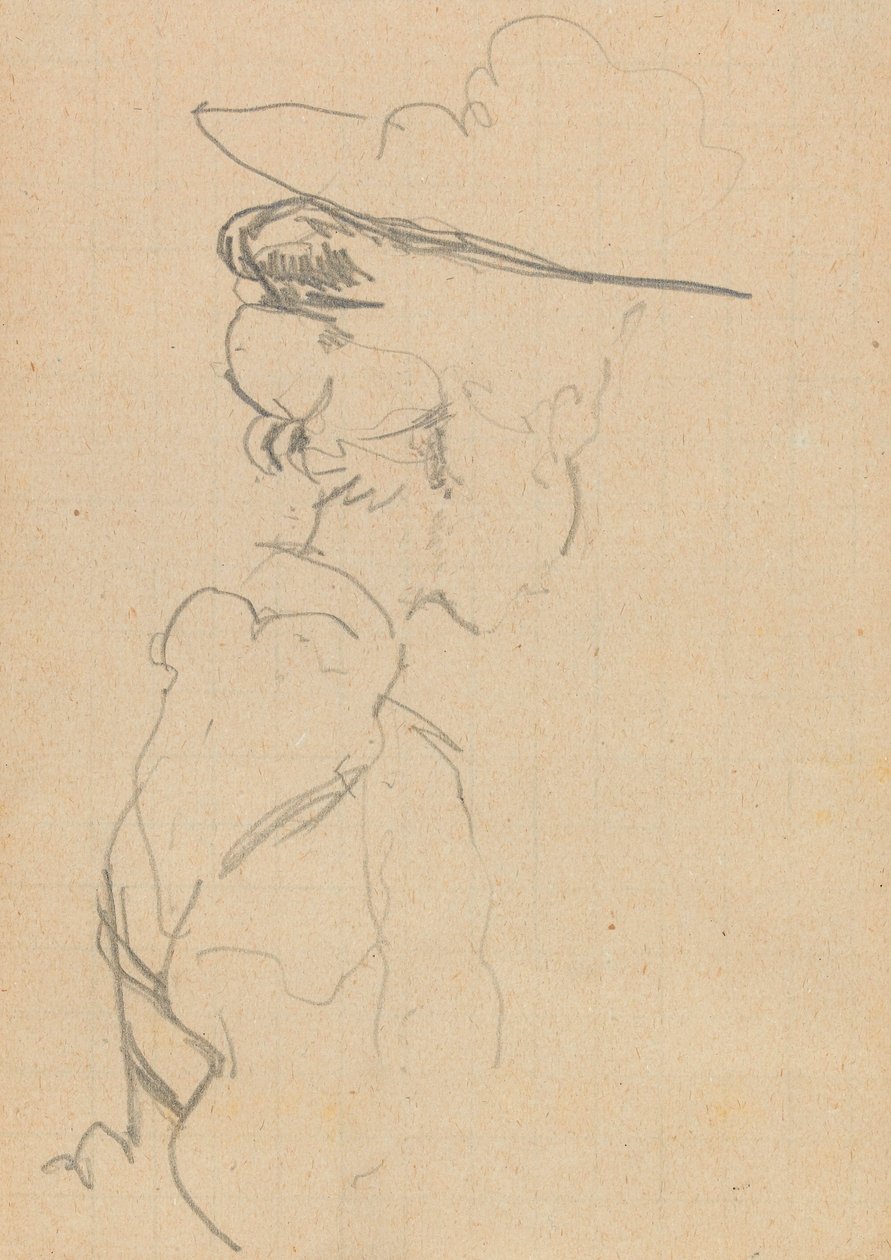 Testa e Spalle di una Donna con Cappello, in Profilo Perso, a Destra da Walter Richard Sickert