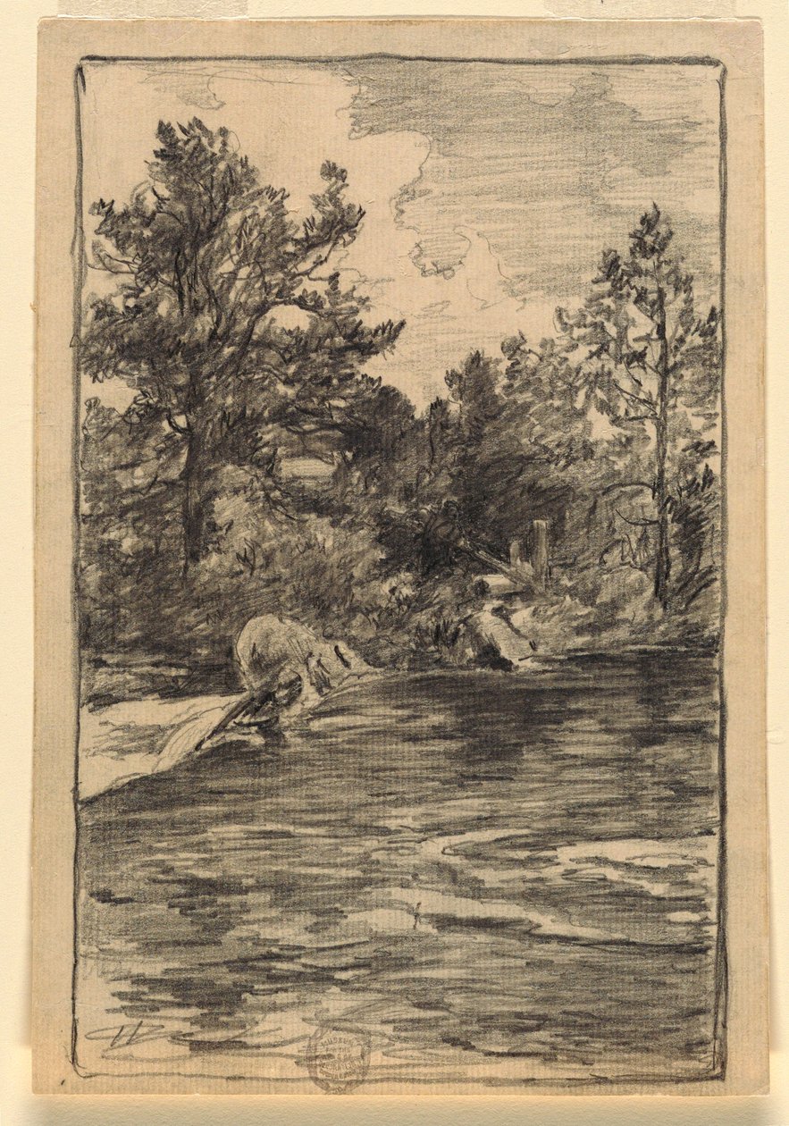 Disegno, Fiume e alberi, 1880-90 da Walter Shirlaw