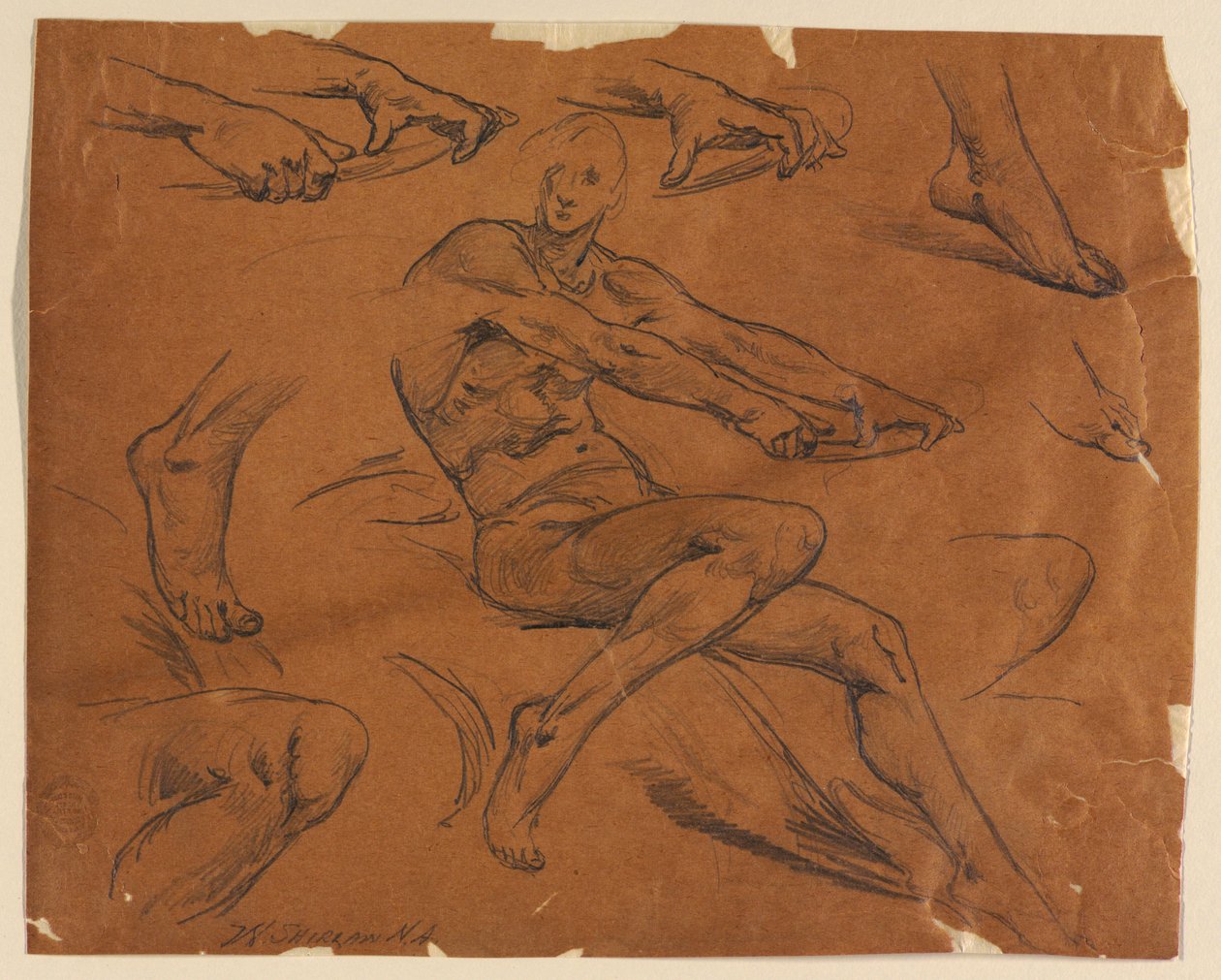 Studi di un nudo seduto da Walter Shirlaw
