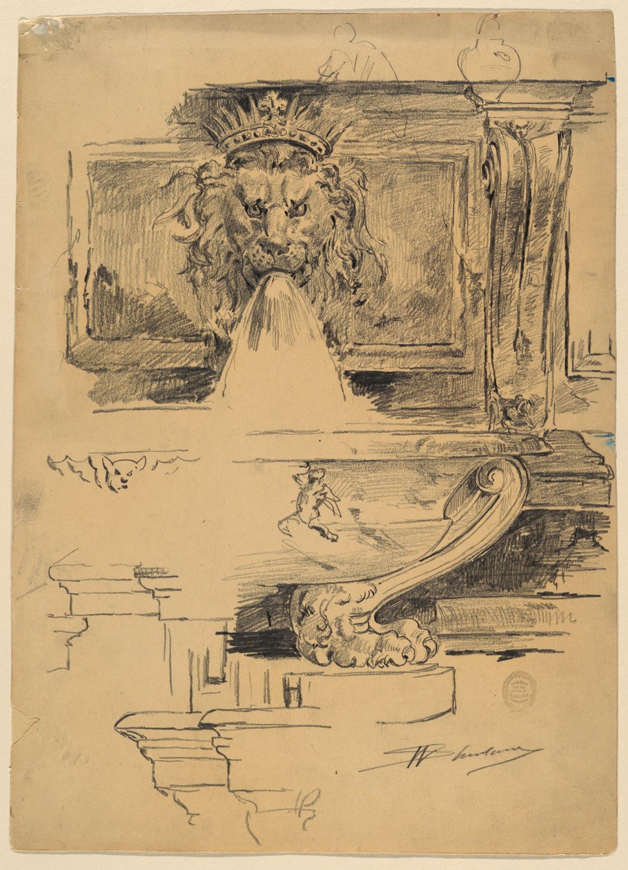 Studio di una fontana, Italia da Walter Shirlaw