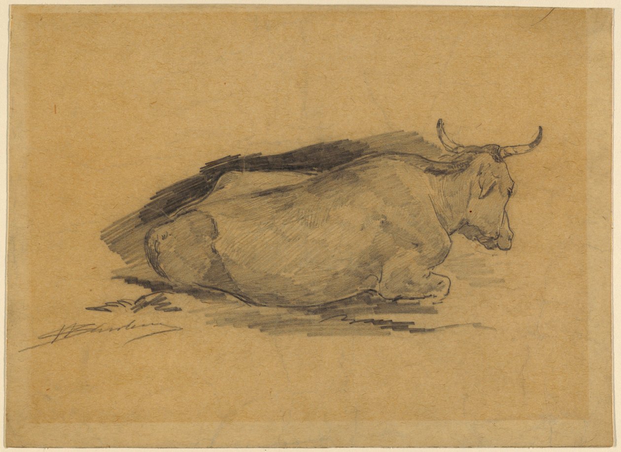 Studio di una mucca sdraiata da Walter Shirlaw