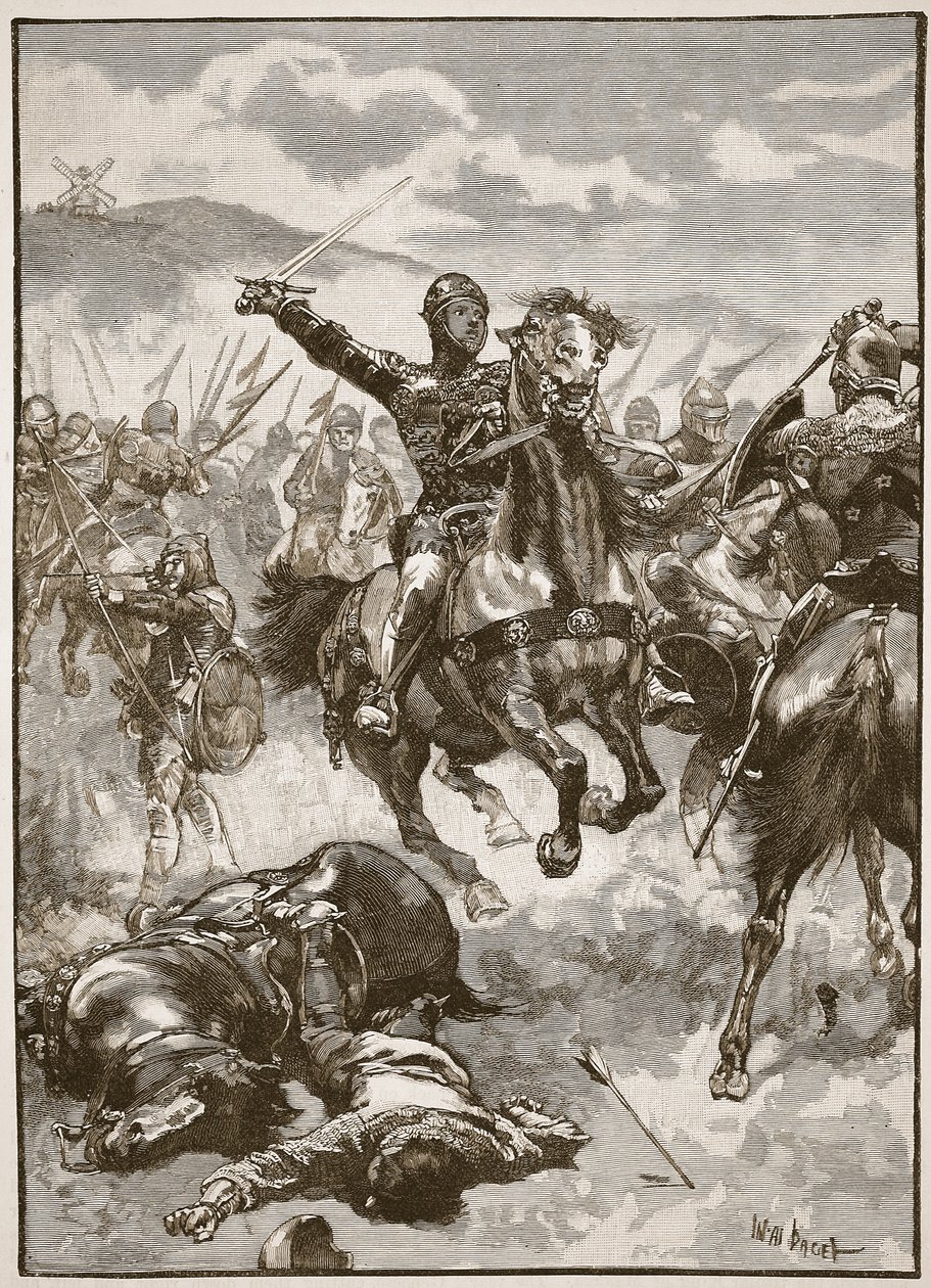Il Principe Nero alla battaglia di Crecy, illustrazione da 