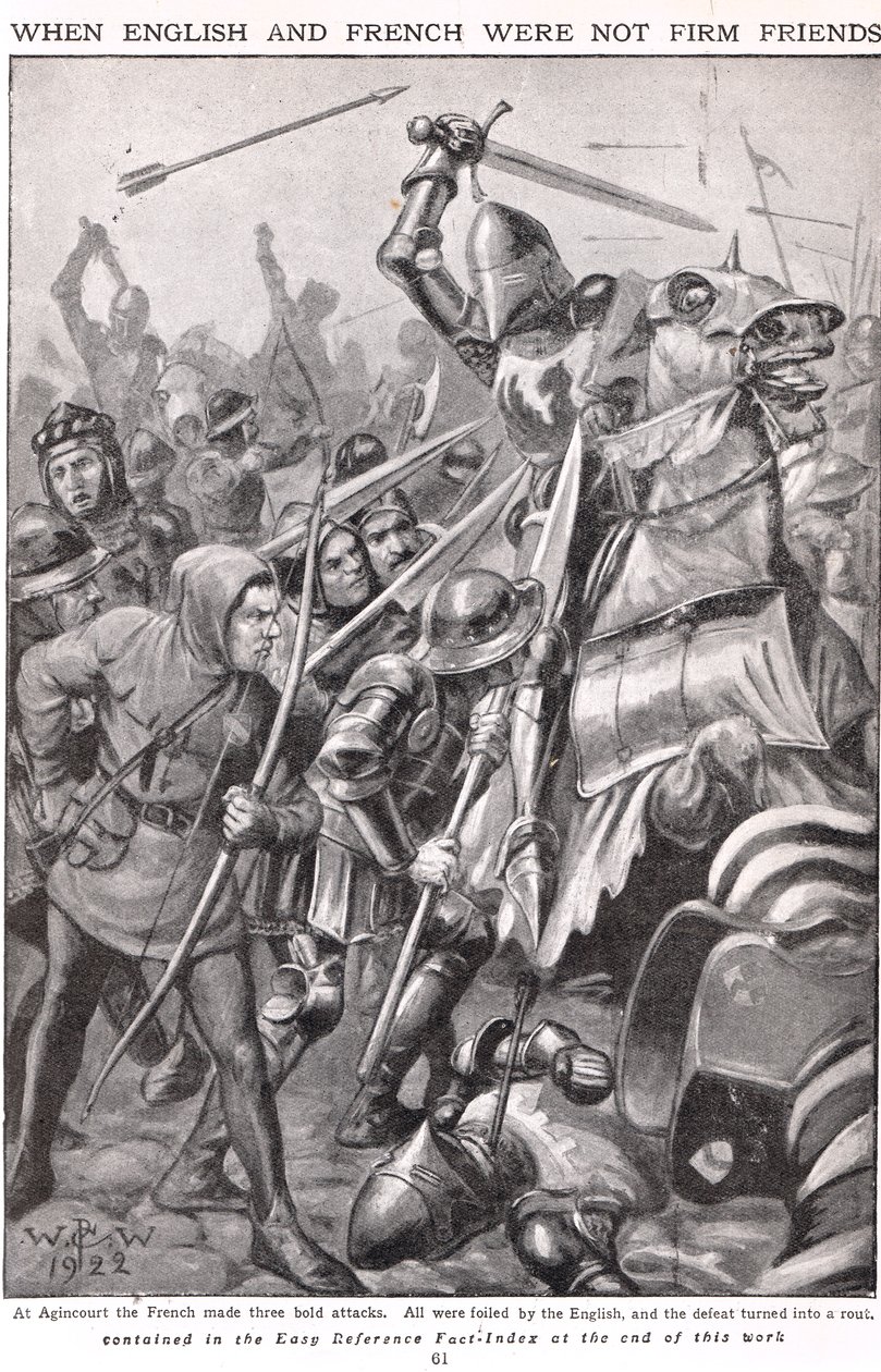 Quando i francesi e gli inglesi combatterono ad Azincourt, illustrazione 
