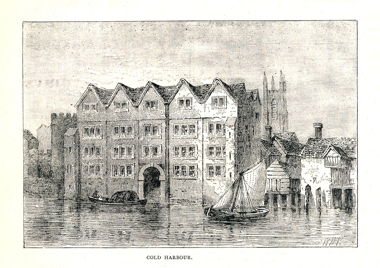 Cold Harbour. Casa padronale medievale North Bank del Tamigi sopra il London Bridge, 1894 da Walter Thornbury