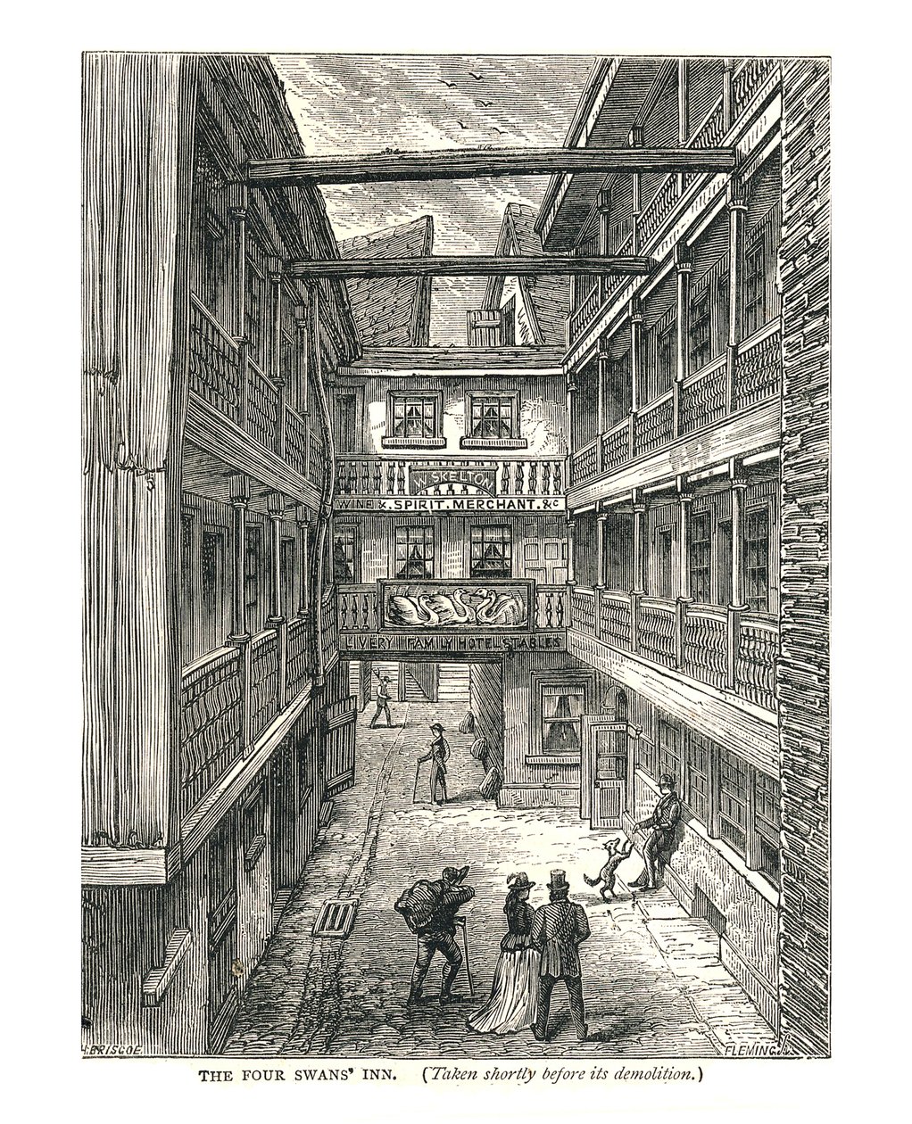 La locanda dei Quattro Cigni poco prima della demolizione da Walter Thornbury