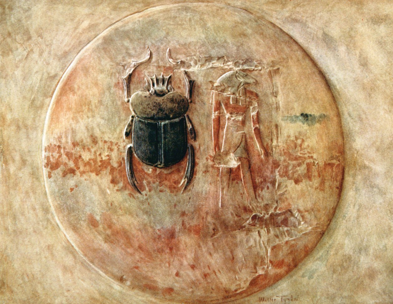 Scarabèo e Ra, Tomba di Seti, Egitto, 1910 da Walter Tyndale