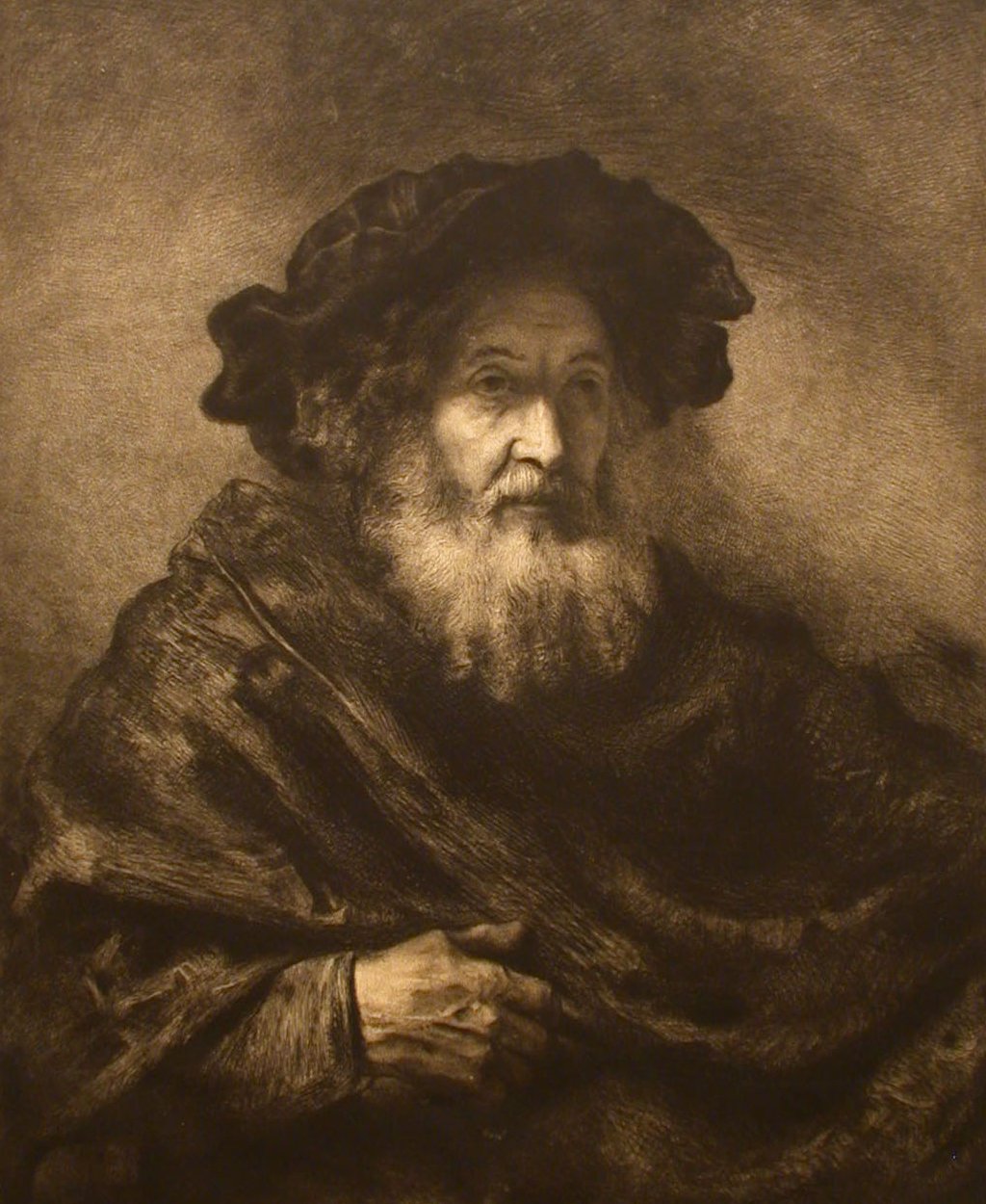 Senza titolo: Vecchio in stile Rembrandt da Waltner