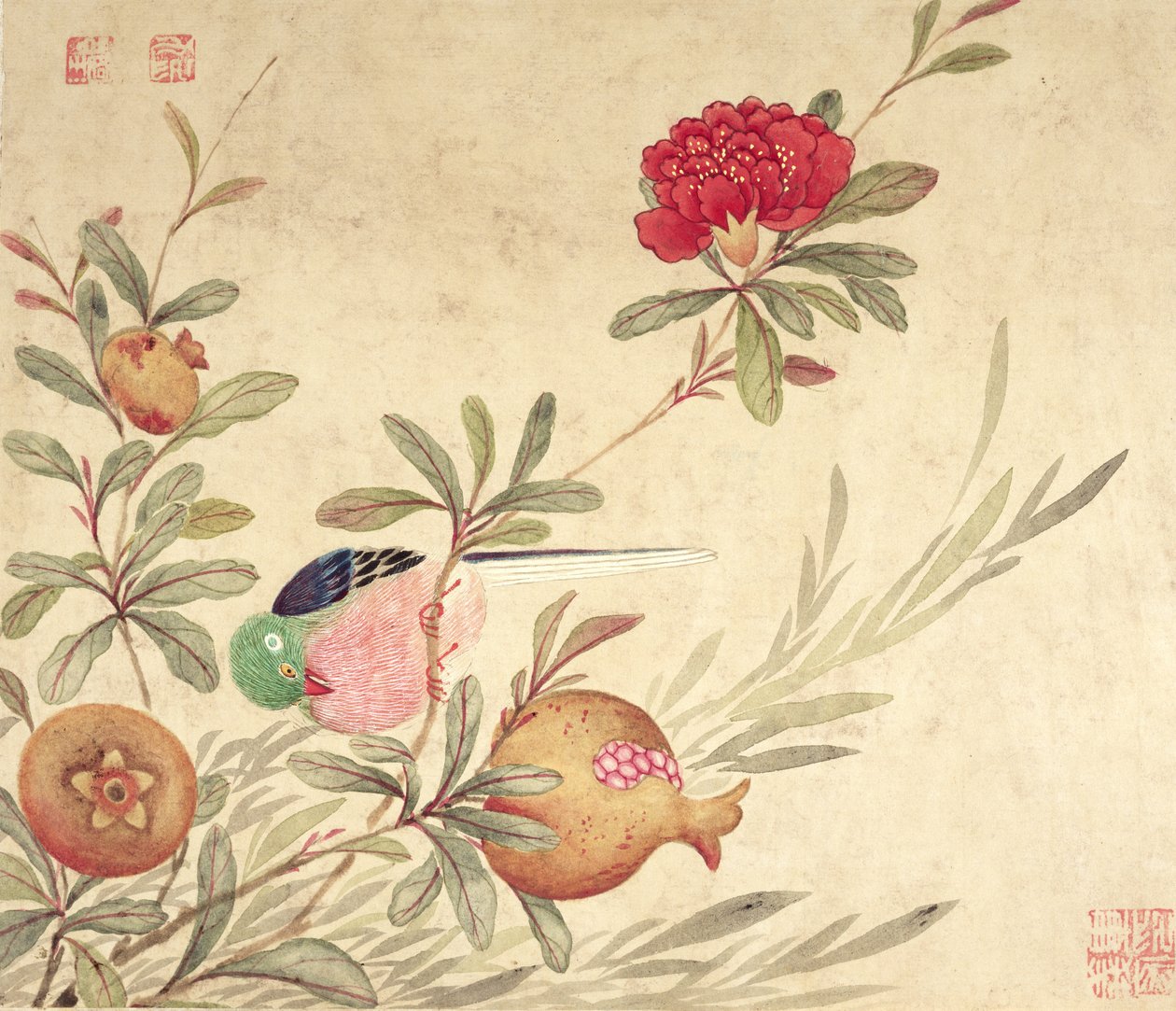 Una serie di dipinti di uccelli e frutta, fine XIX secolo da Wang Guochen