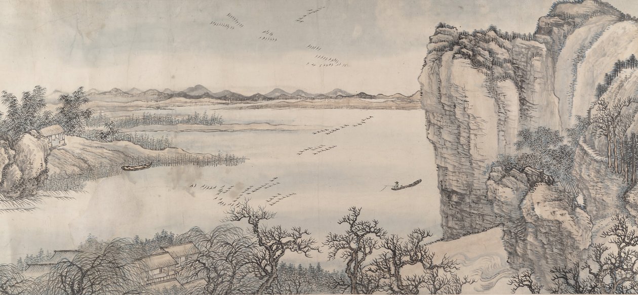Paesaggio nello stile di Juran e Yan Wengui, datato 1713 da Wang Hui