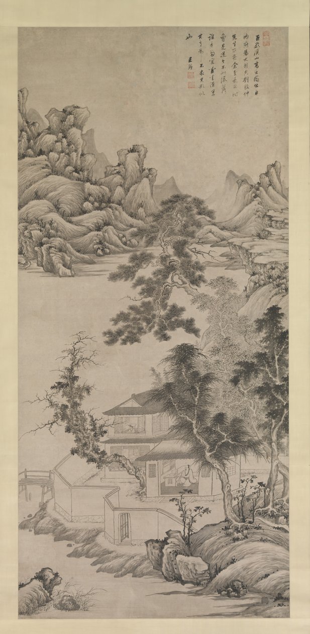 Studioso Elevato tra Fiumi e Montagne, nello stile di Juran da Wang Jian