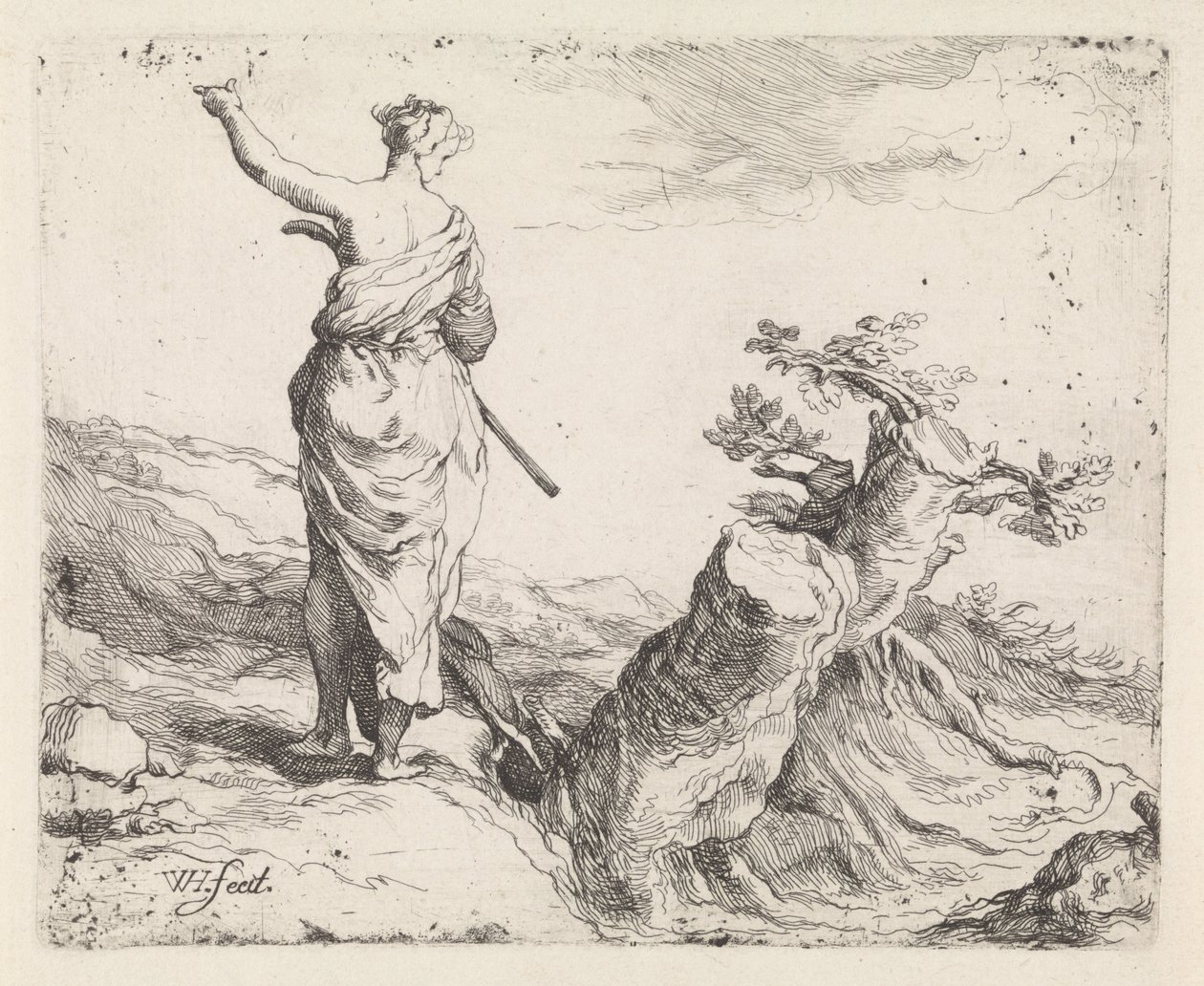 Paesaggio con donna vicino a un ceppo da Warner Horstink