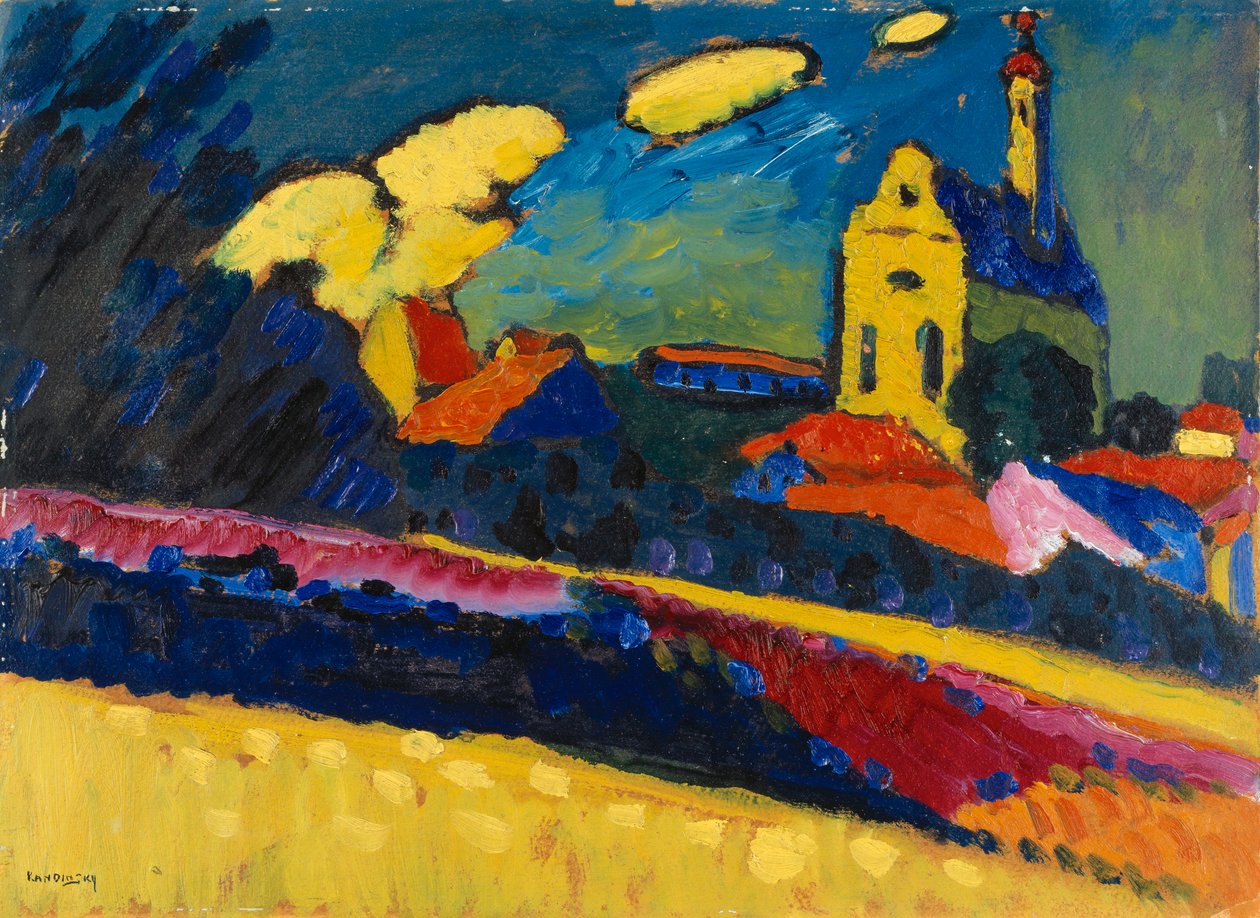 Studio per Murnau, Paesaggio con chiesa, 1909 da Wassily Kandinsky