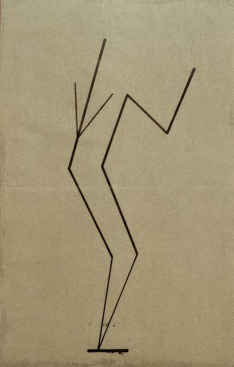 Disegno analitico da foto della danzatrice Palucca, struttura parallela da un punto in basso da Wassily Kandinsky