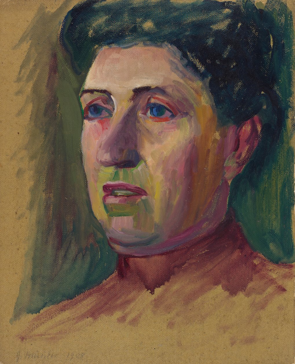 Dipinto su entrambi i lati: 1. Testa, solo il volto eseguito a colori; 2. Testa femminile di Wassily Kandinsky, Gabriele Münter da Wassily Kandinsky