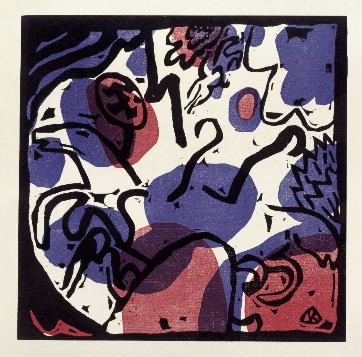 Drei Reiter in Rot, Blau und Schwarz (Illustration 20 aus: "Klänge", Einzelblatt) da Wassily Kandinsky