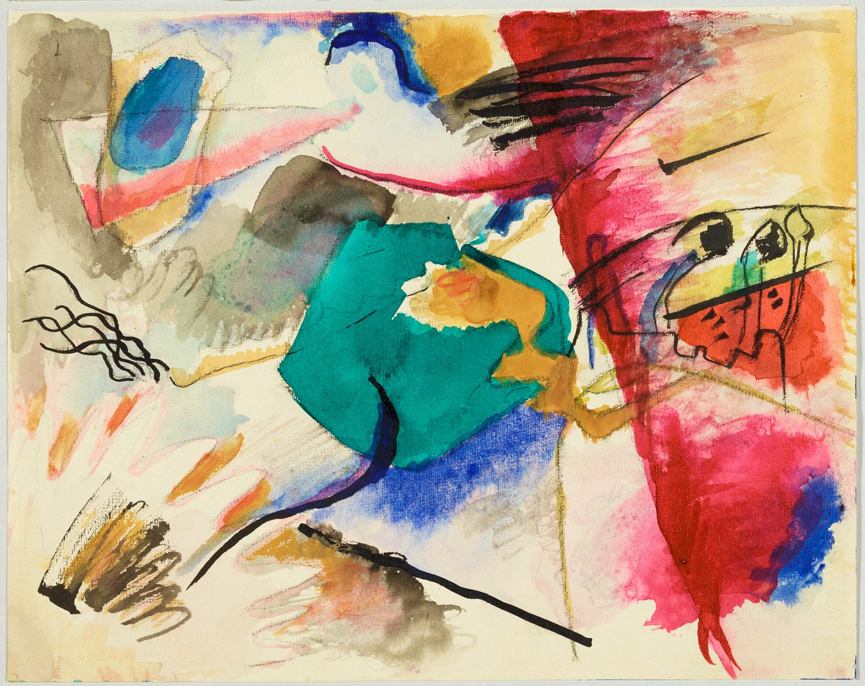 Studio per “Immagine con centro verde”, chiamato anche “Acquerello per Immagine con centro verde”, foglio 5 dello schizzo da Wassily Kandinsky
