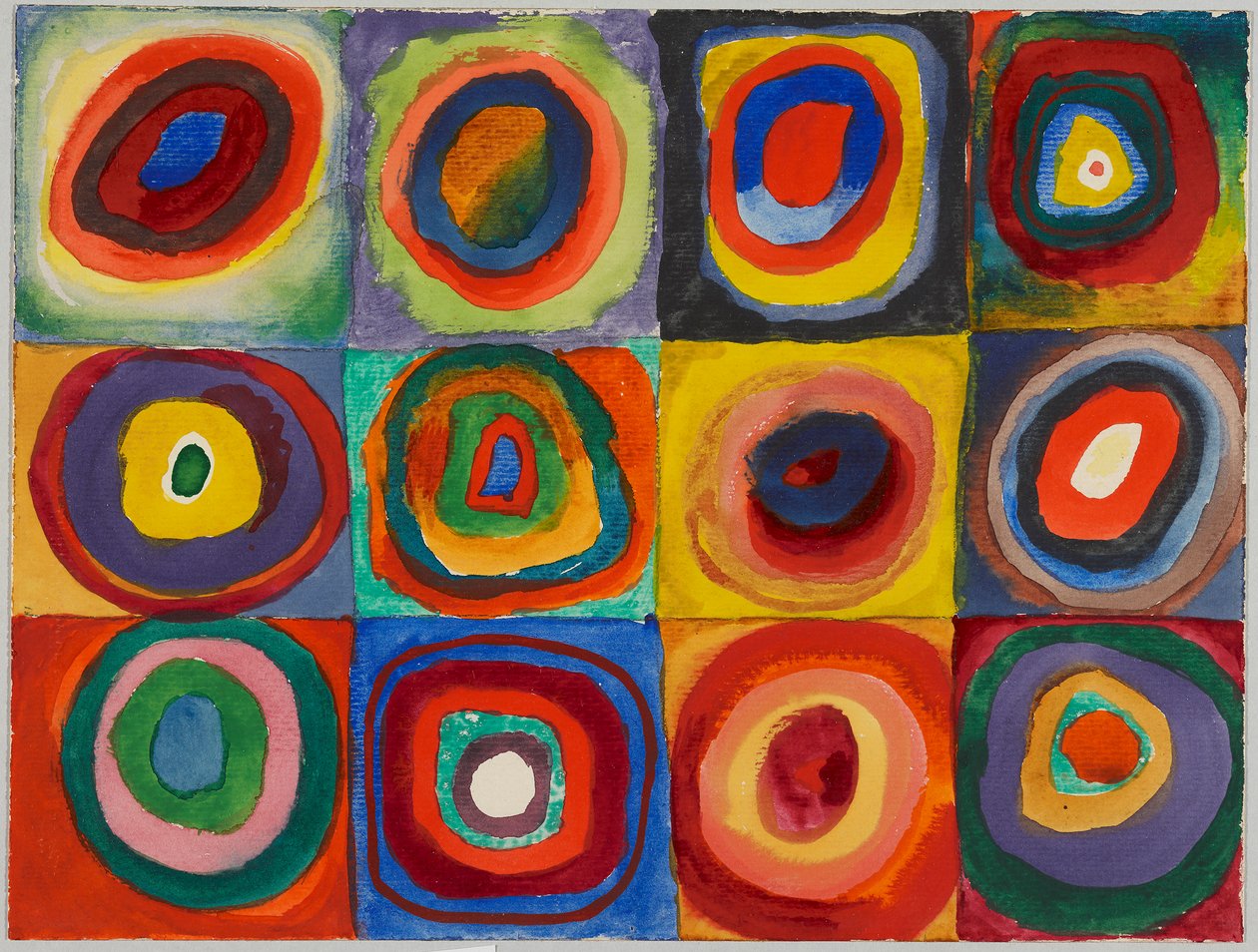 Studio del colore - quadrati con cerchi concentrici da Wassily Kandinsky