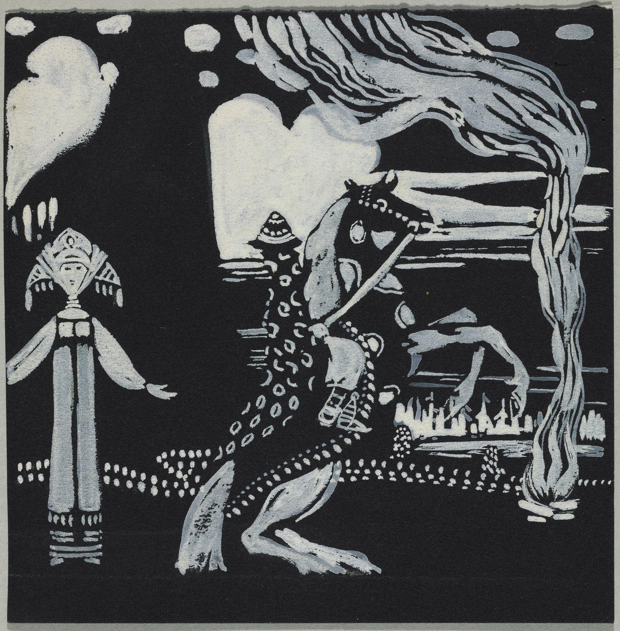 Fiamma, dama e cavaliere in costume fantastico da Wassily Kandinsky