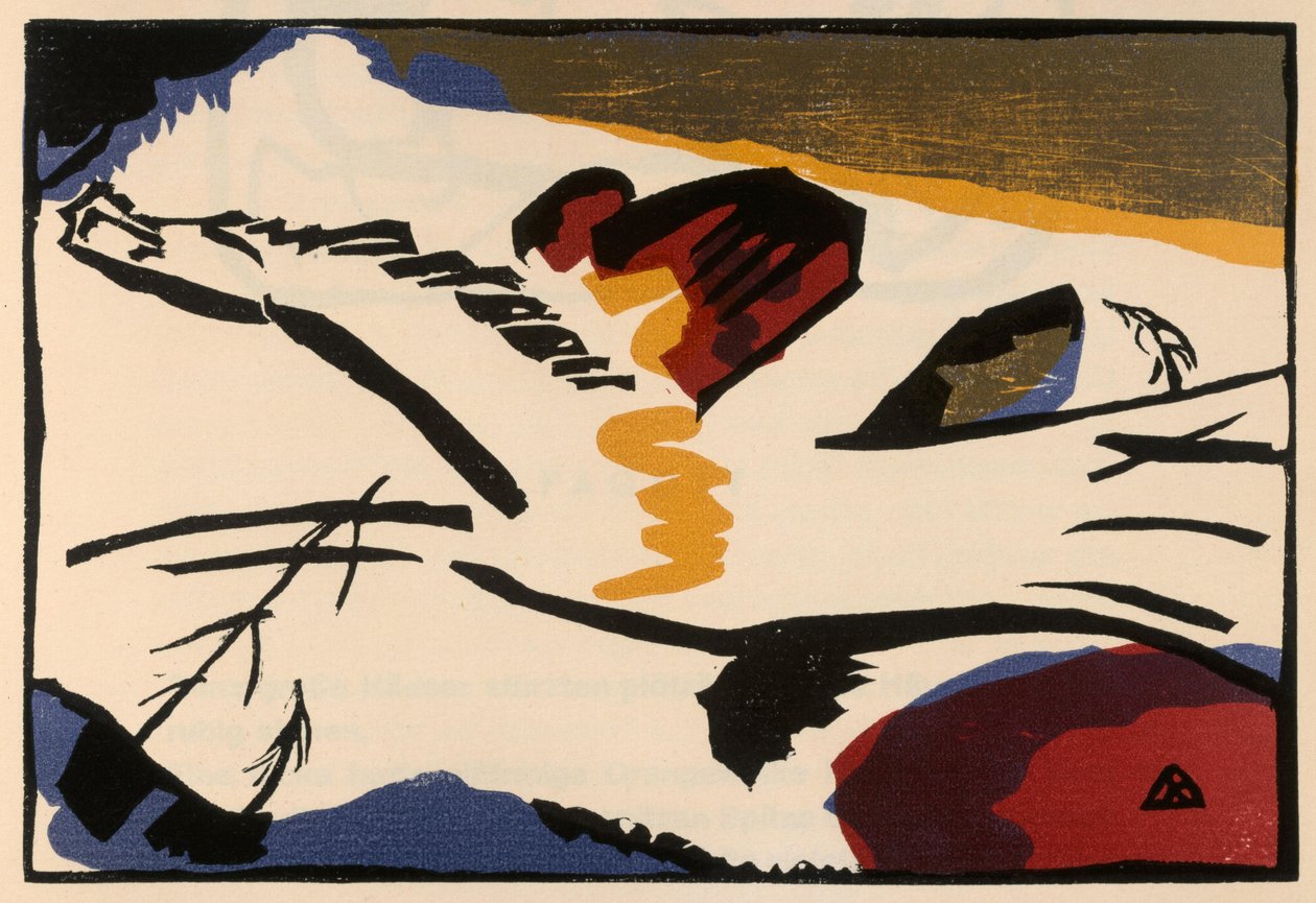 Holzschnitt zu dem Gemälde "Lyrisches" (Blatt 9 aus: "Klänge") da Wassily Kandinsky