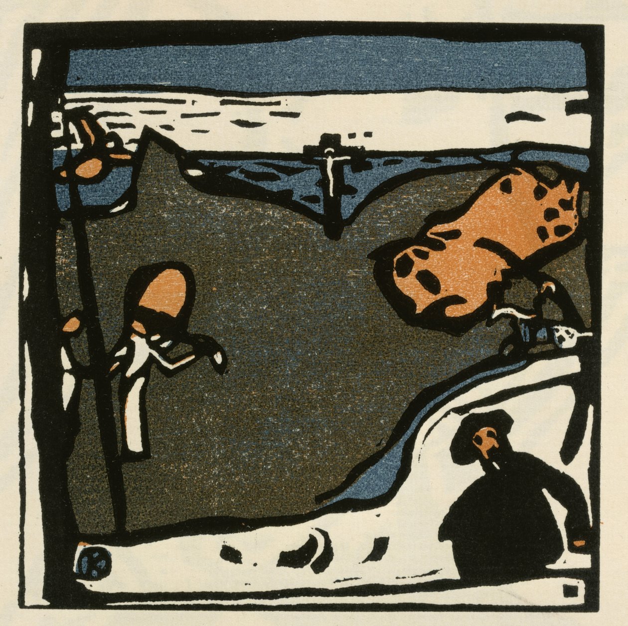 Paesaggio con figure e crocifisso (foglio 49 da: «Suoni») da Wassily Kandinsky