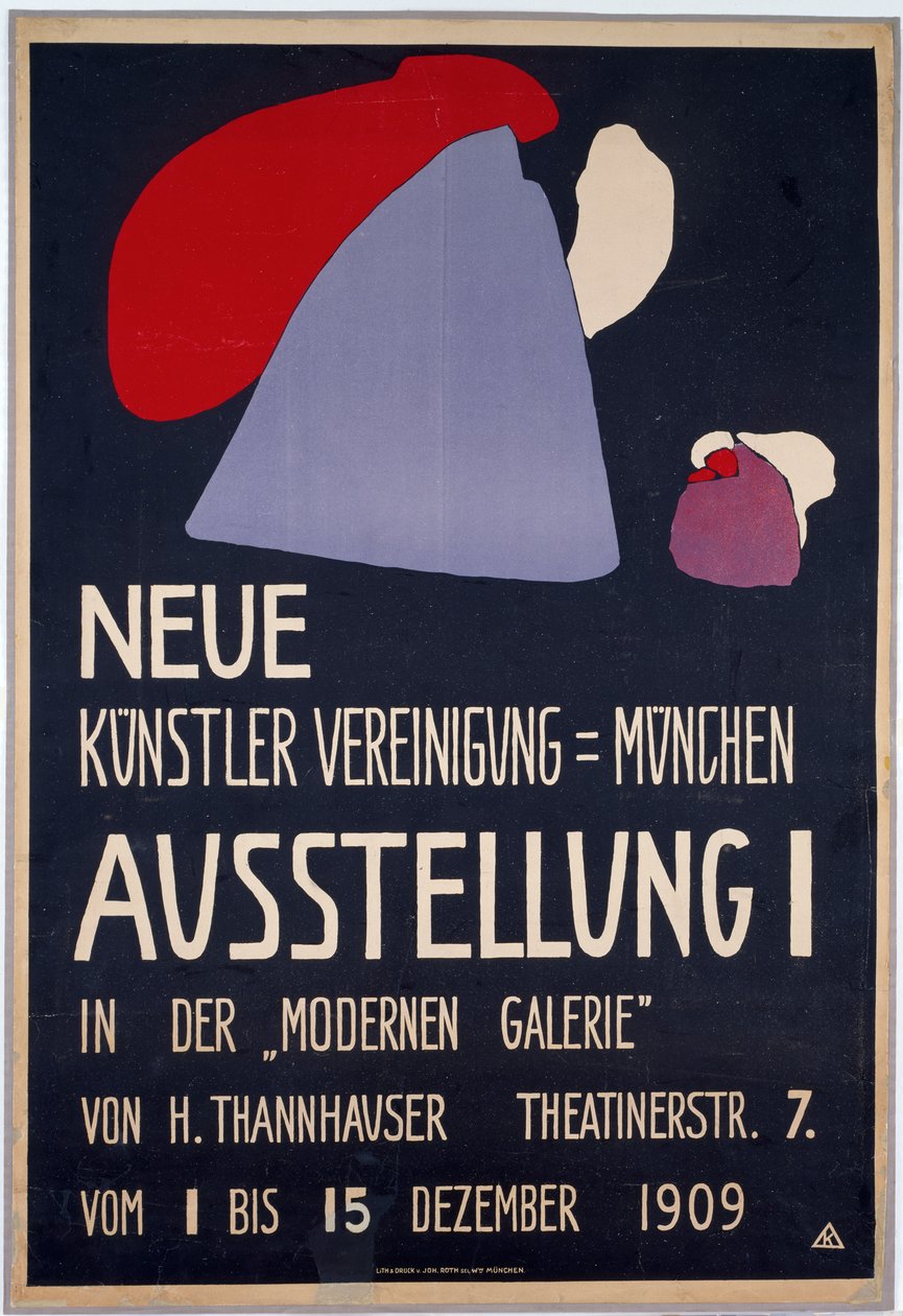 Plakat für die erste Ausstellung der Neuen Künstlervereinigung München da Wassily Kandinsky