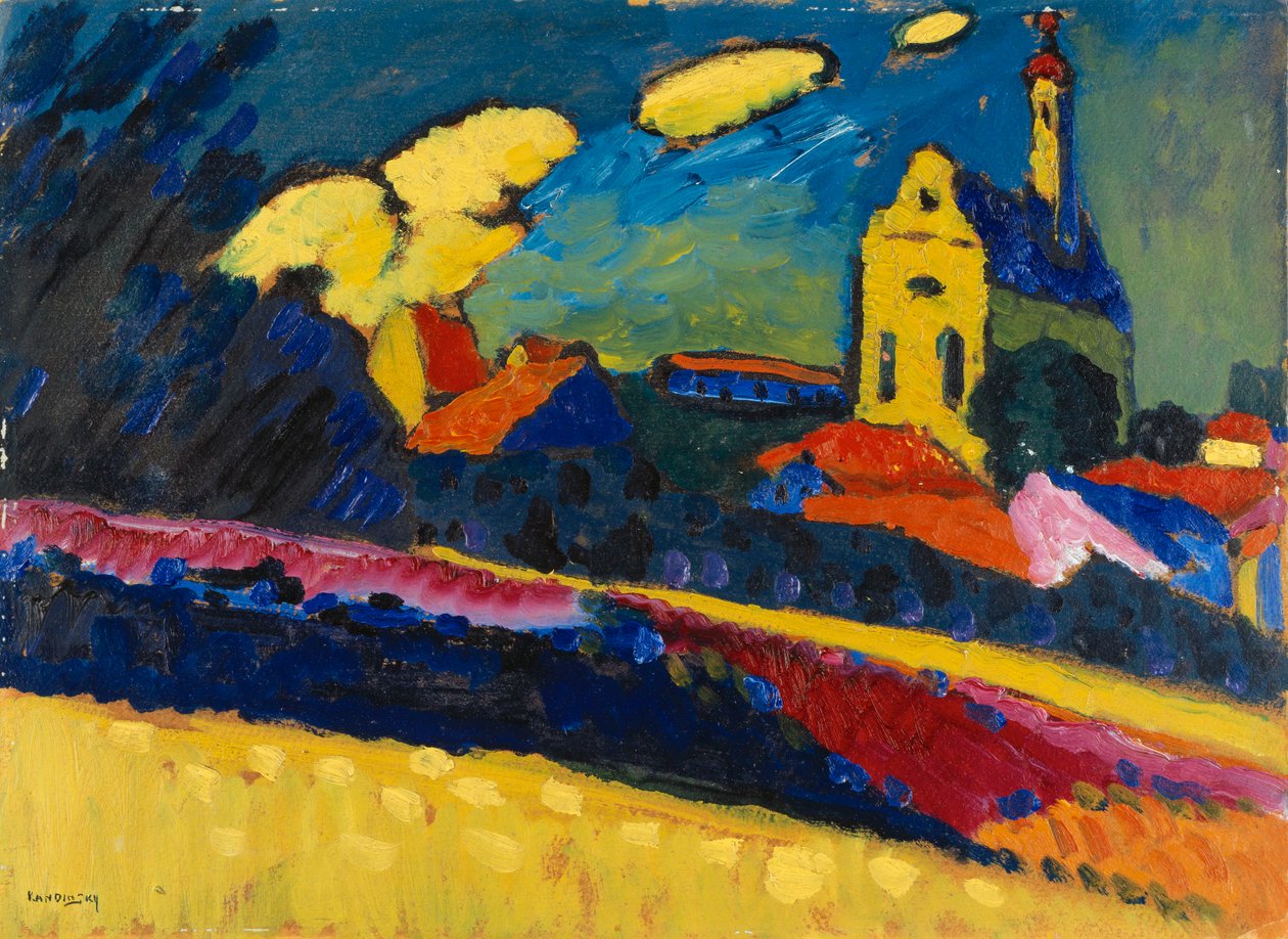 Studio per Murnau - Paesaggio con chiesa, 1909 da Wassily Kandinsky