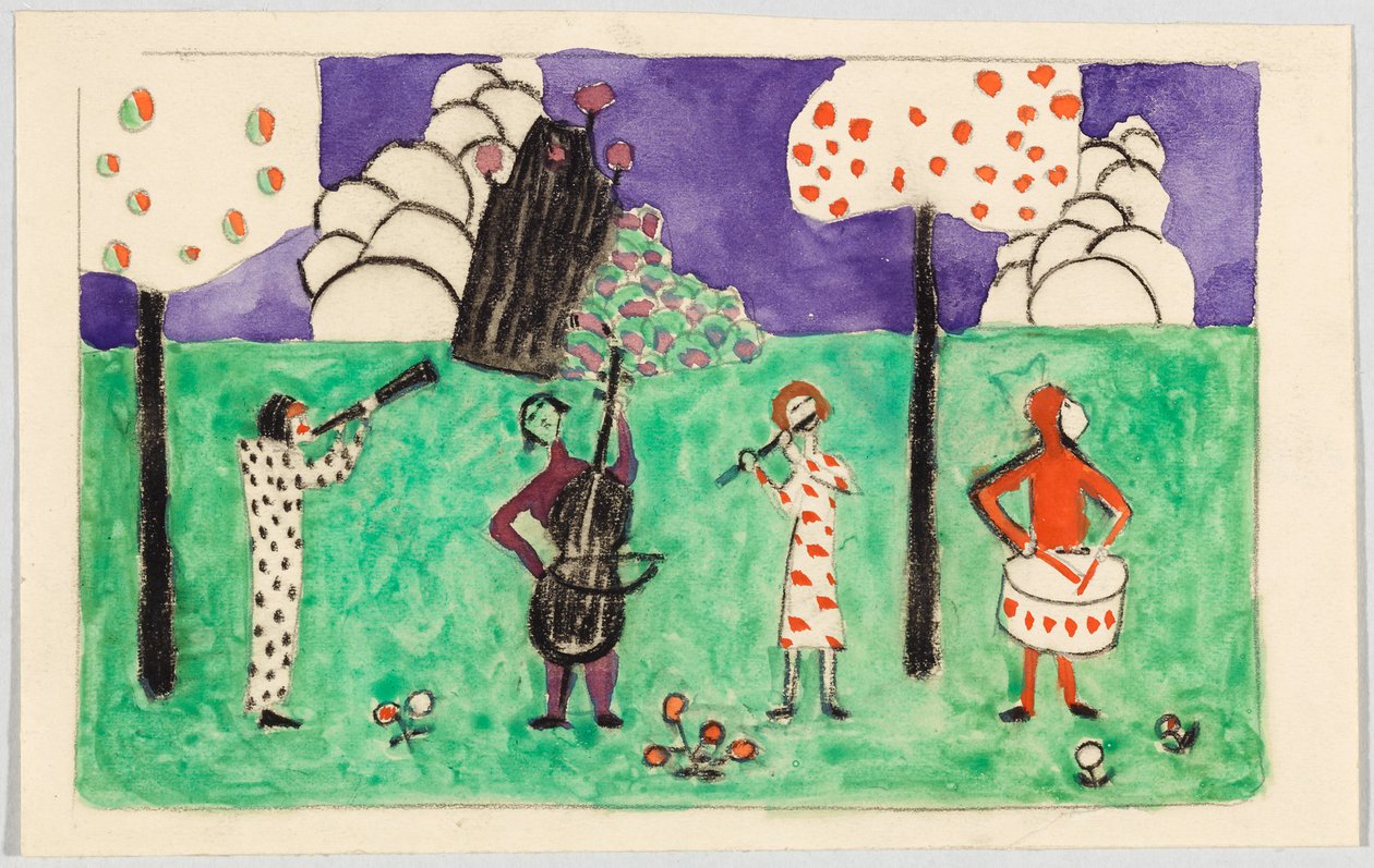 Quattro musicisti in un paesaggio da Wassily Kandinsky