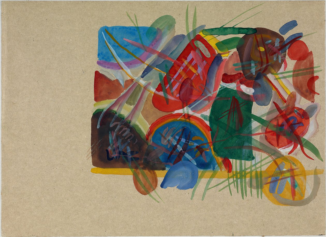 Acquerello con foresta e arcobaleno da Wassily Kandinsky