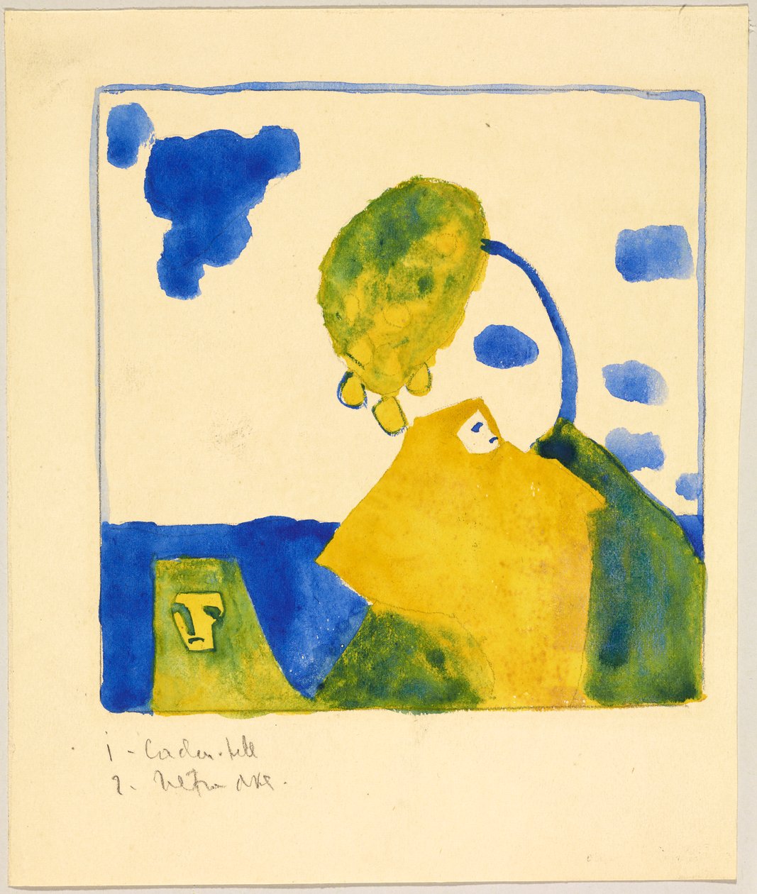 Zwei Gestalten vor Hügel mit Baum da Wassily Kandinsky