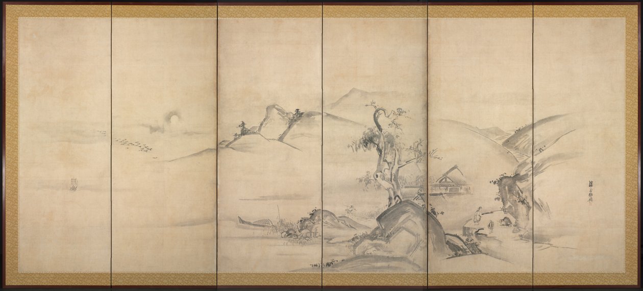Otto vedute dei fiumi Xiao e Xiang, 1700s da Watanabe Shiko